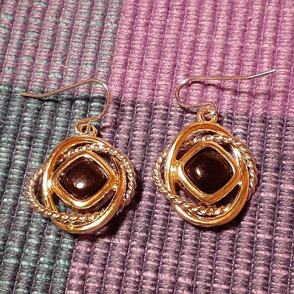Black gold filled spinel earrings - Picture 2 of 2